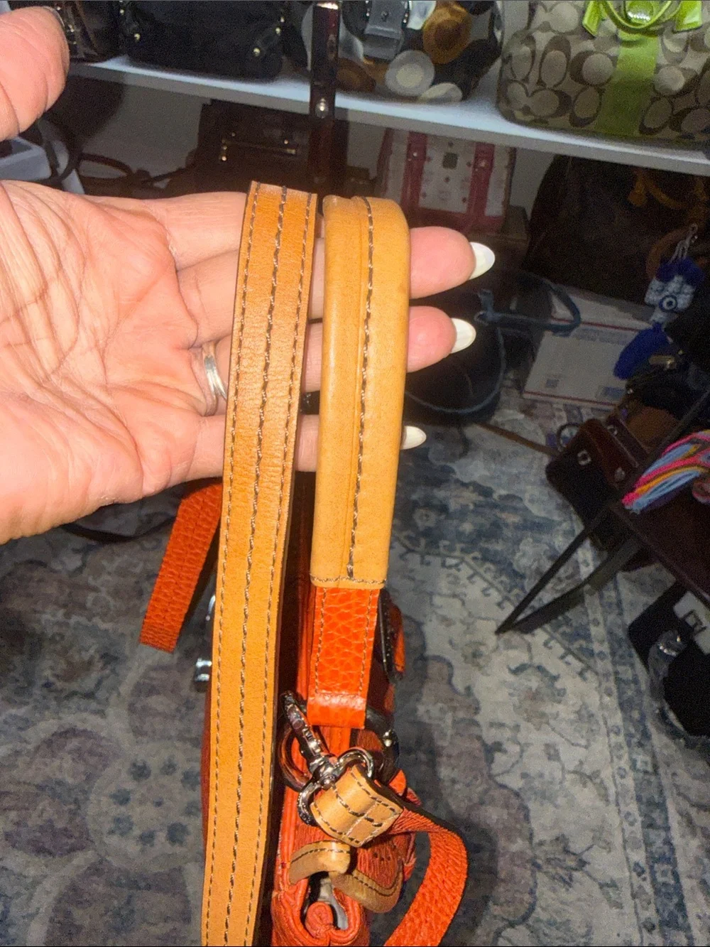 Brighton Rare Orange Leather Crossbody Saddle Bag